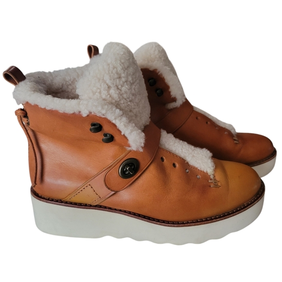 Coach Urban Hiker Shearling Leather Platform Boots - Picture 2 of 9